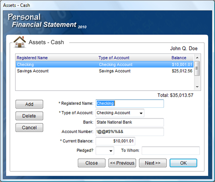 Personal Financial Statement Software