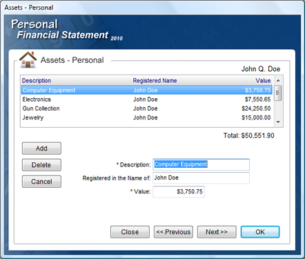 Personal Financial Statement Software