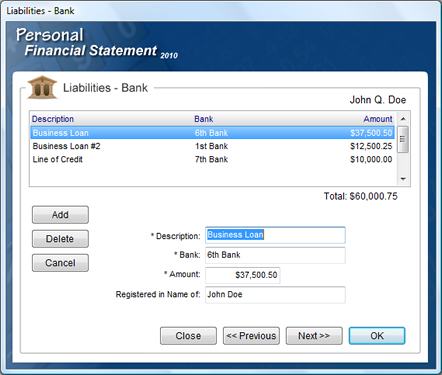 Personal Financial Statement Software