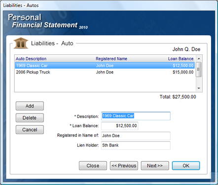 Personal Financial Statement Software