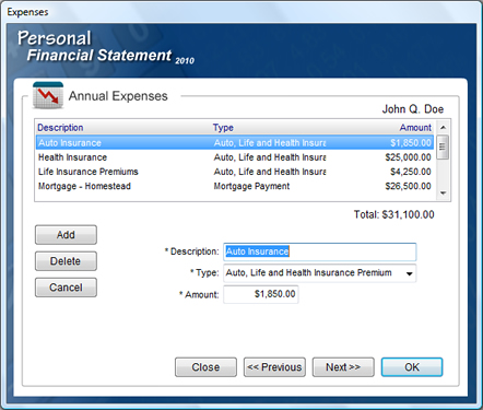 Personal Financial Statement Software